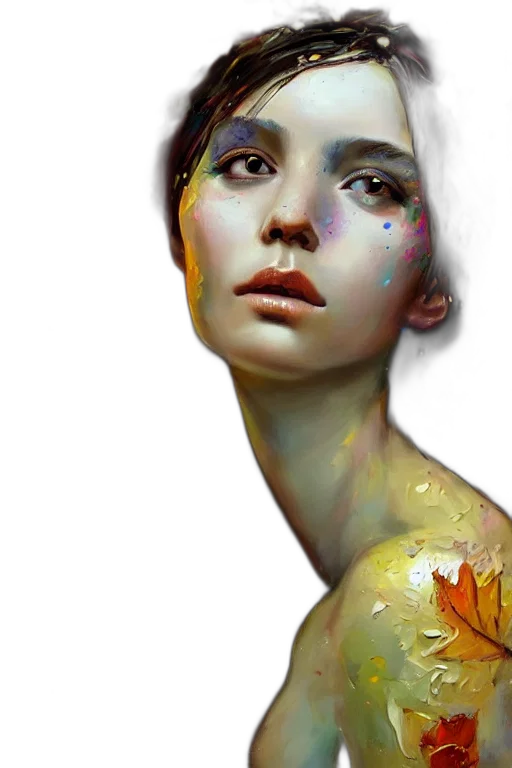 face, photorealistic, fantasy art, oil painting transparent PNG cut-out