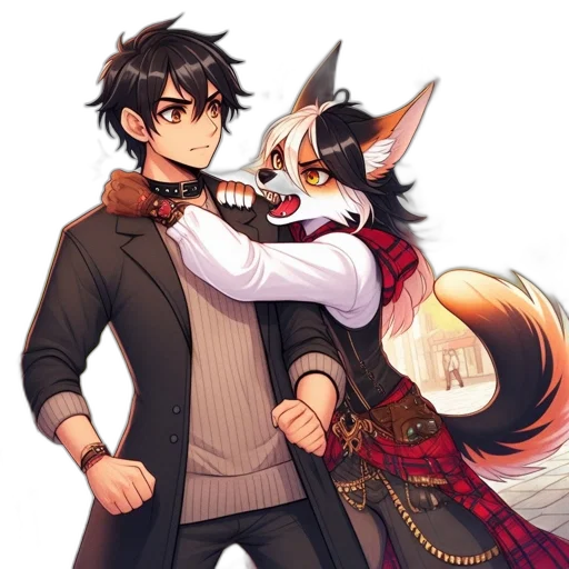 staff, anime, pixel art, fantasy art, concept art, two, animated, characters transparent PNG cut-out