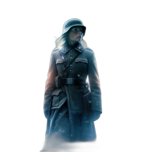 jacket, staff, weapon, dress, concept art, cyberpunk, comic book art, 3d render transparent PNG cut-out