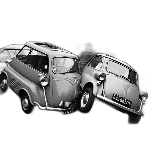 car, photorealistic, concept art, pencil sketch, 3d render, accident, involving, two transparent PNG cut-out
