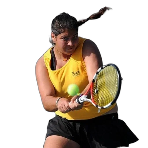 staff, woman, yellow, tank, top, playing, tennis transparent PNG cut-out