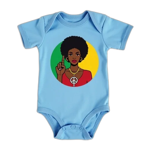 baby, blue, onesie, circular, graphic, design, front, features transparent PNG cut-out
