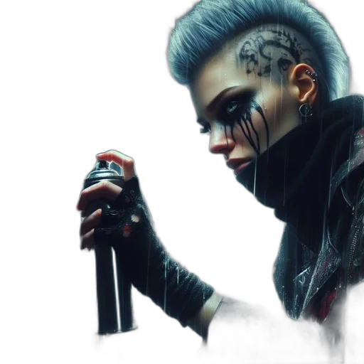 jacket, weapon, cyberpunk, concept art, comic book art, fantasy art, blue, dark transparent PNG cut-out