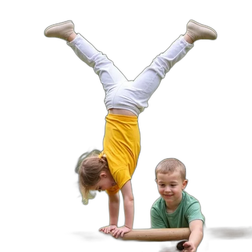 photorealistic, 3d render, young, girl, yellow, shirt, white, pants transparent PNG cut-out