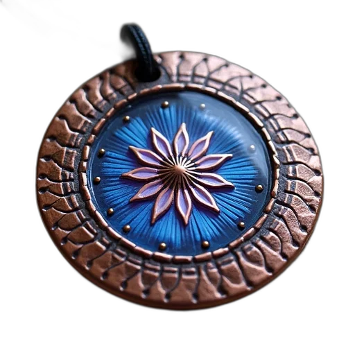 jewelry, flower, staff, 3d render, copper, pendant, textured, surface transparent PNG cut-out