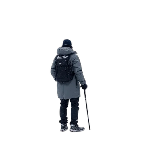 jacket, staff, umbrella, hat, concept art, 3d render, cyberpunk, photorealistic transparent PNG cut-out