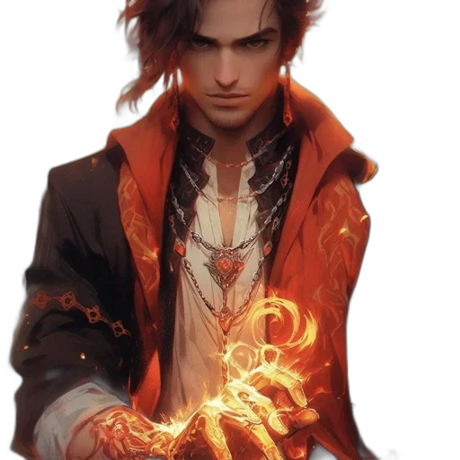 jacket, staff, dragon, fantasy art, concept art, comic book art, photorealistic, fire transparent PNG cut-out