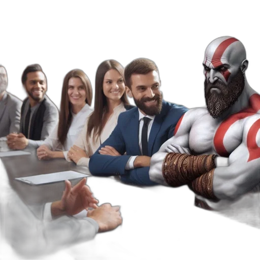 concept art, comic book art, fantasy art, 3d render, fire, office, setting, attendees transparent PNG cut-out