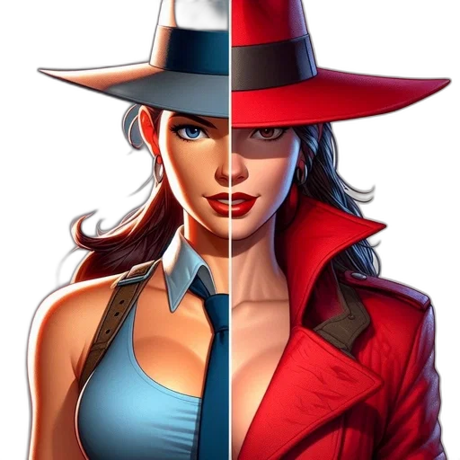 hat, comic book art, concept art, pixel art, fantasy art, red, two, portraits transparent PNG cut-out