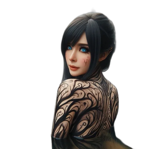 dress, face, jewelry, staff, fantasy art, concept art, photorealistic, 3d render transparent PNG cut-out
