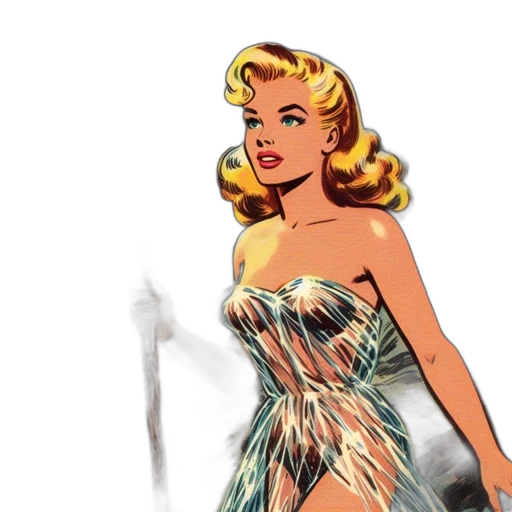 dress, comic book art, concept art, cartoon, photorealistic, earth tones, vintage, comic-style transparent PNG cut-out
