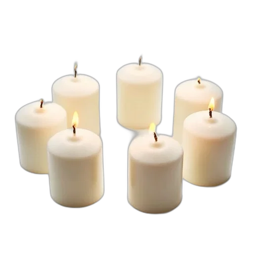 fire, collection, white, candles, lit, flames, arranged, circular transparent PNG cut-out