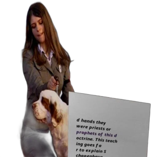 jacket, animal, dress, creature, woman, suit, holds, dog transparent PNG cut-out