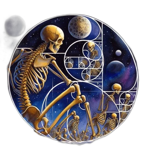jewelry, fantasy art, concept art, outer space, golden, skeleton, intertwined, geometric transparent PNG cut-out