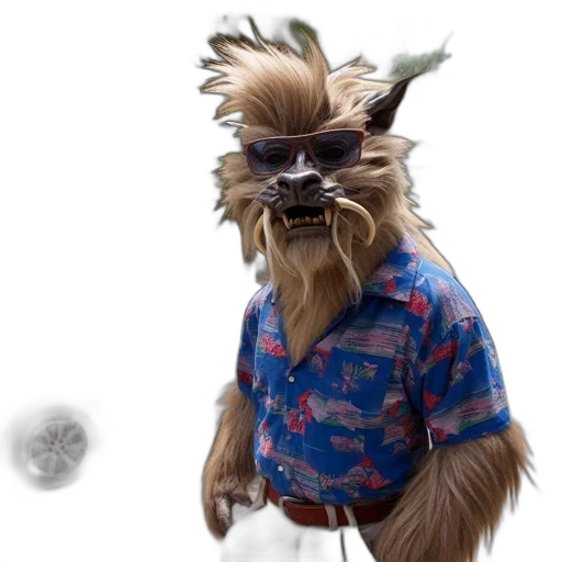 animal, jacket, staff, creature, concept art, 3d render, photorealistic, anthropomorphic transparent PNG cut-out