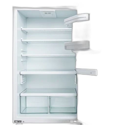 furniture, food, 3d render, pastel, white, refrigerator, large, empty transparent PNG cut-out