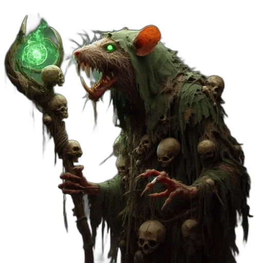 staff, creature, face, concept art, fantasy art, green, eerie, monstrous transparent PNG cut-out