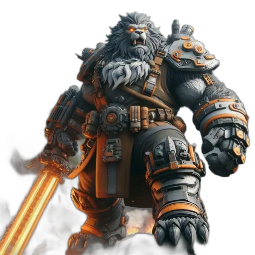 staff, concept art, fantasy art, photorealistic, 3d render, armored, beast, like transparent PNG cut-out