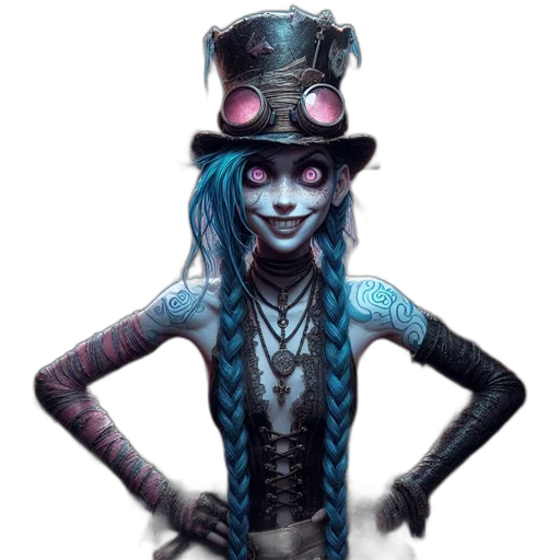 hat, mask, creature, staff, concept art, fantasy art, cyberpunk, comic book art transparent PNG cut-out