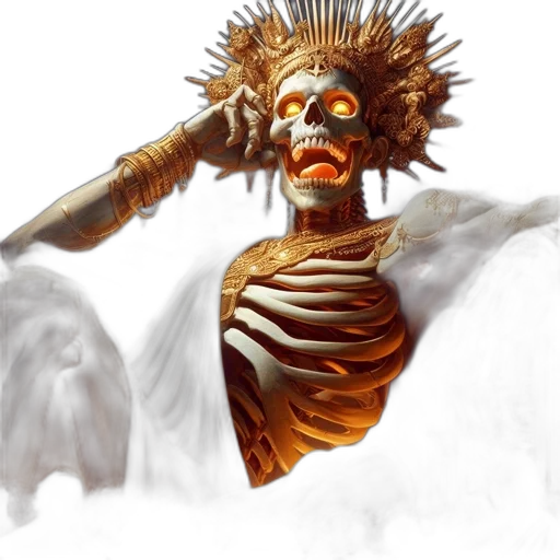 mask, concept art, fantasy art, photorealistic, 3d render, golden, enormous, skeletal transparent PNG cut-out