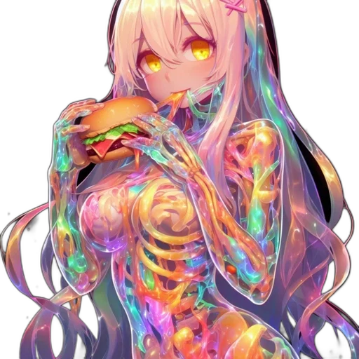 dress, creature, robot, food, pixel art, anime, vaporwave, fantasy art transparent PNG cut-out