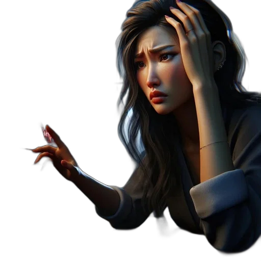 staff, jacket, face, hair, concept art, 3d render, photorealistic, fantasy art transparent PNG cut-out