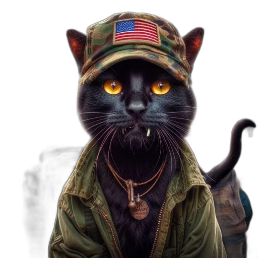 animal, jacket, hat, staff, photorealistic, concept art, oil painting, watercolor transparent PNG cut-out