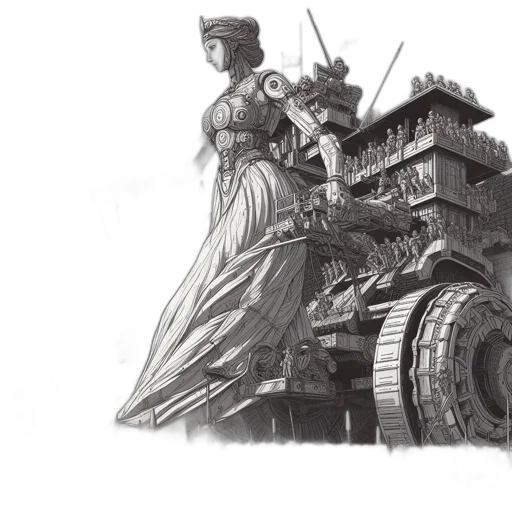 weapon, car, sword, dress, concept art, fantasy art, pencil sketch, comic book art transparent PNG cut-out