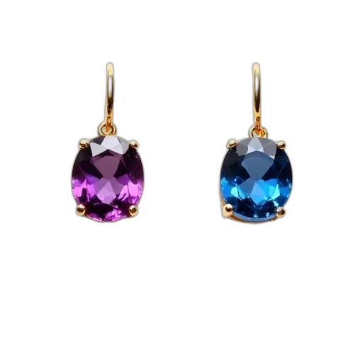 jewelry, crown, pair, earrings, purple, gemstone, blue, both transparent PNG cut-out