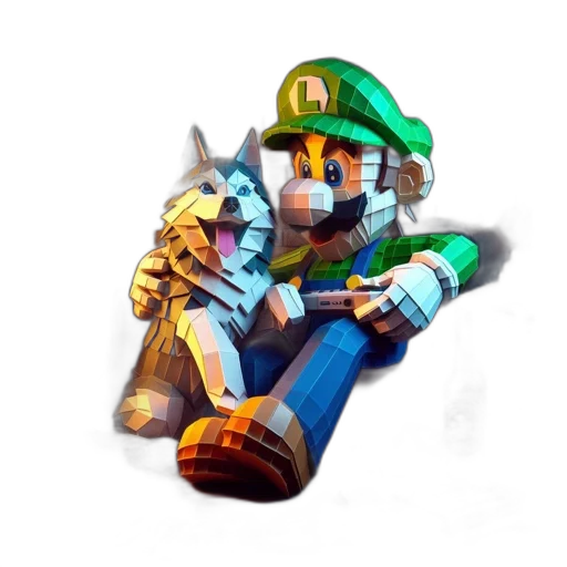 weapon, robot, staff, hat, pixel art, concept art, 3d render, fantasy art transparent PNG cut-out