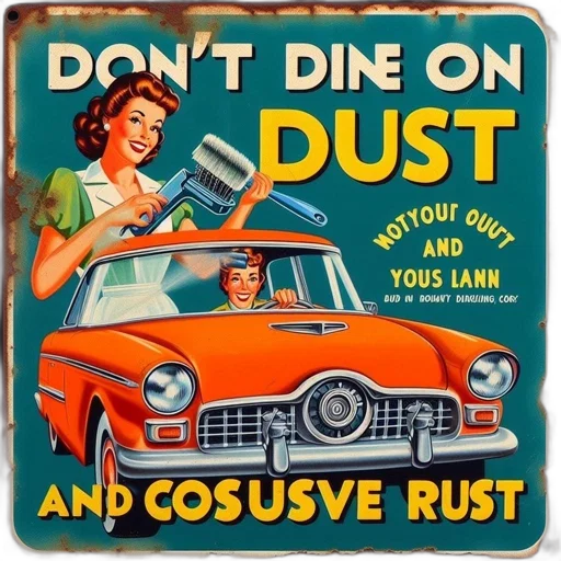 car, comic book art, vintage, poster, features, woman, smiling, while transparent PNG cut-out