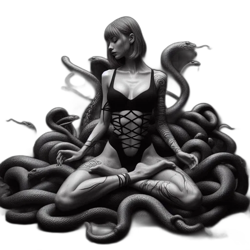creature, hair, dress, concept art, comic book art, fantasy art, cyberpunk, monochrome transparent PNG cut-out