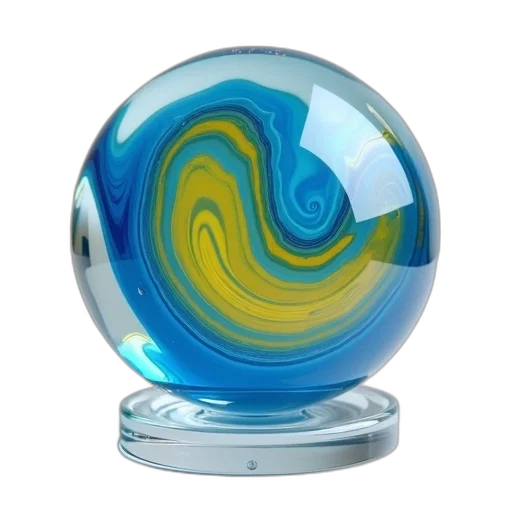 jewelry, 3d render, blue, close-up, yellow, glass, marble, smooth transparent PNG cut-out
