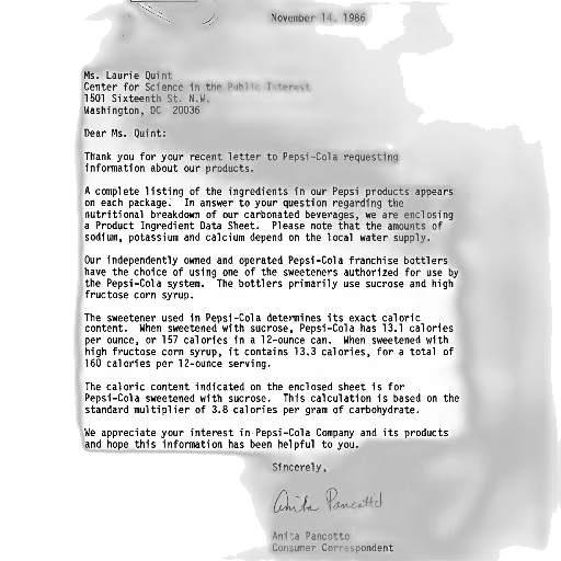letter, pepsi-cola, laurie, quint, dated, november, 1986, discussing transparent PNG cut-out