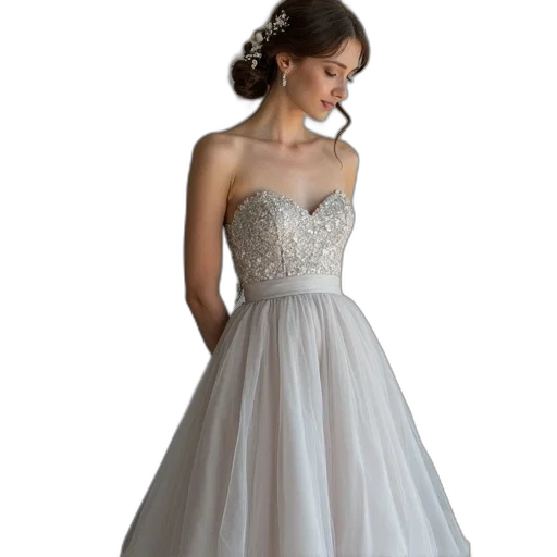 dress, asos, wedding, strapless, midi, skater, bandeaus, grey transparent PNG cut-out