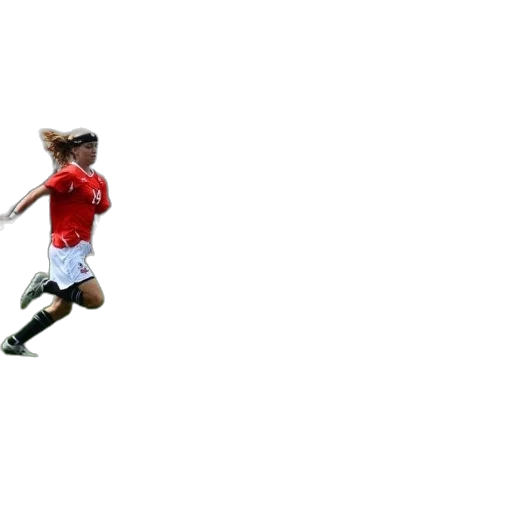 animal, pixel art, photorealistic, 3d render, female, soccer, player, red transparent PNG cut-out