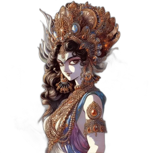 mask, jewelry, crown, staff, fantasy art, concept art, comic book art, photorealistic transparent PNG cut-out