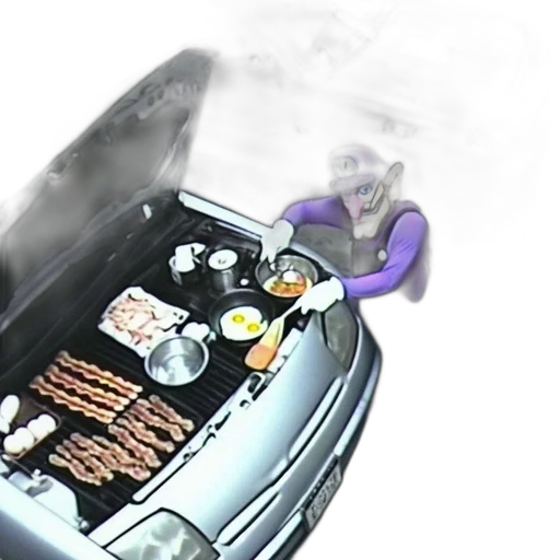 car, jewelry, food, robot, 3d render, concept art, fire, amusing transparent PNG cut-out
