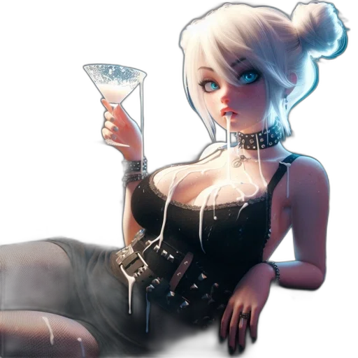 dress, jewelry, bottle, staff, concept art, fantasy art, cyberpunk, comic book art transparent PNG cut-out