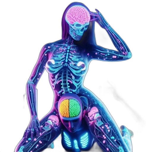 robot, cyberpunk, concept art, vaporwave, neon lights, neon, anatomically, detailed transparent PNG cut-out