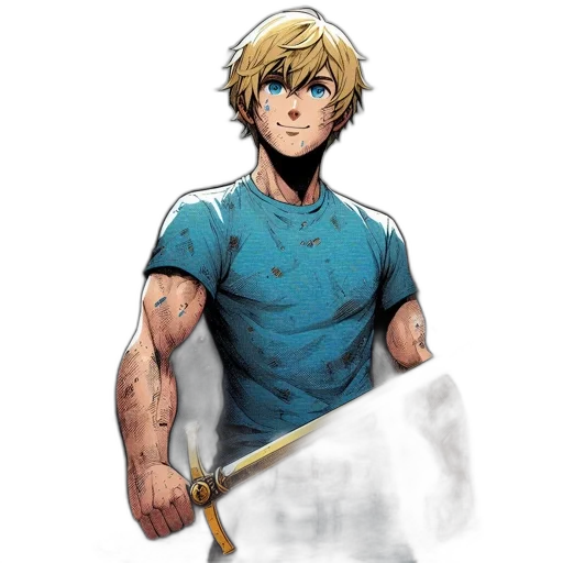 sword, staff, weapon, comic book art, concept art, fantasy art, pixel art, blue transparent PNG cut-out