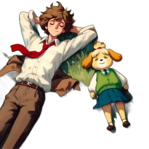 staff, animal, jacket, creature, concept art, pixel art, watercolor, anime transparent PNG cut-out