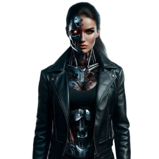 jacket, face, mask, robot, cyberpunk, concept art, comic book art, fantasy art transparent PNG cut-out