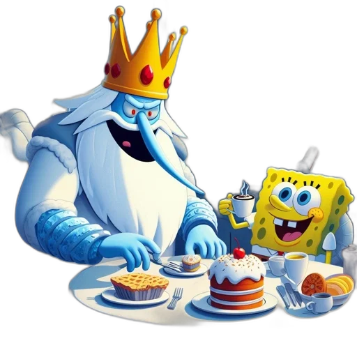 crown, food, robot, animal, concept art, 3d render, underwater, two transparent PNG cut-out