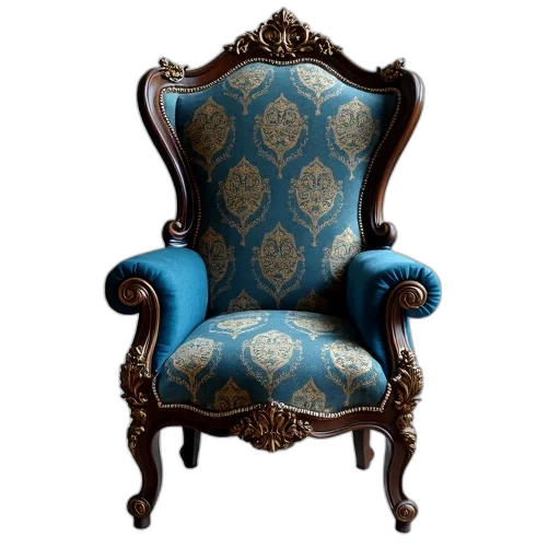 furniture, crown, dress, jewelry, 3d render, photorealistic, blue, luxurious transparent PNG cut-out