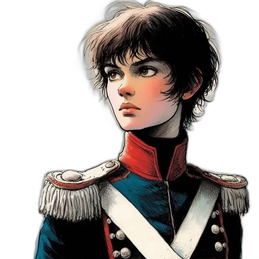jacket, face, comic book art, concept art, fantasy art, watercolor, red, young transparent PNG cut-out