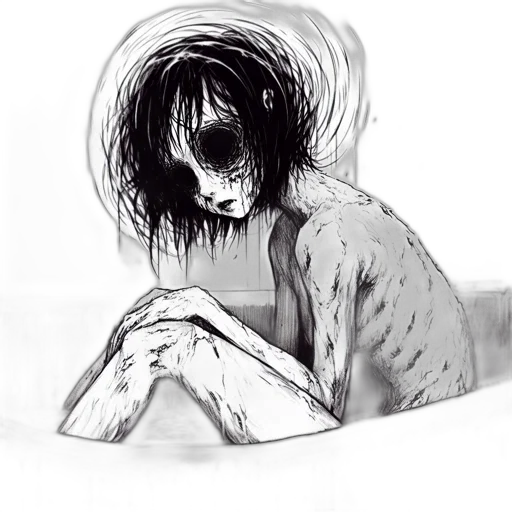 creature, hair, mask, face, comic book art, pencil sketch, concept art, photorealistic transparent PNG cut-out