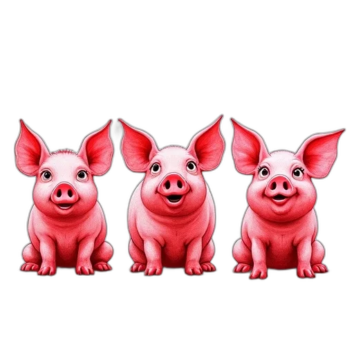 animal, 3d render, concept art, photorealistic, red, crayon, drawing, three transparent PNG cut-out