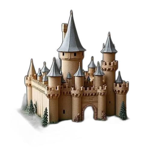 crown, building, 3d render, concept art, fantasy art, photorealistic, detailed, miniature transparent PNG cut-out