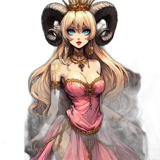 dress, fantasy art, concept art, anime, pixel art, dark, golden, illustration transparent PNG cut-out